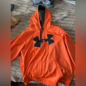 Under Armour Orange Fleece-Lined Hoodie with Black Logo